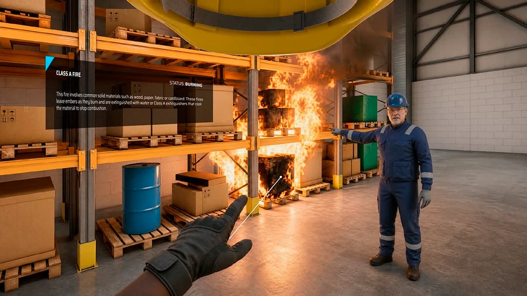 Workplace health and safety VR simulator for hazard detection and PPE training